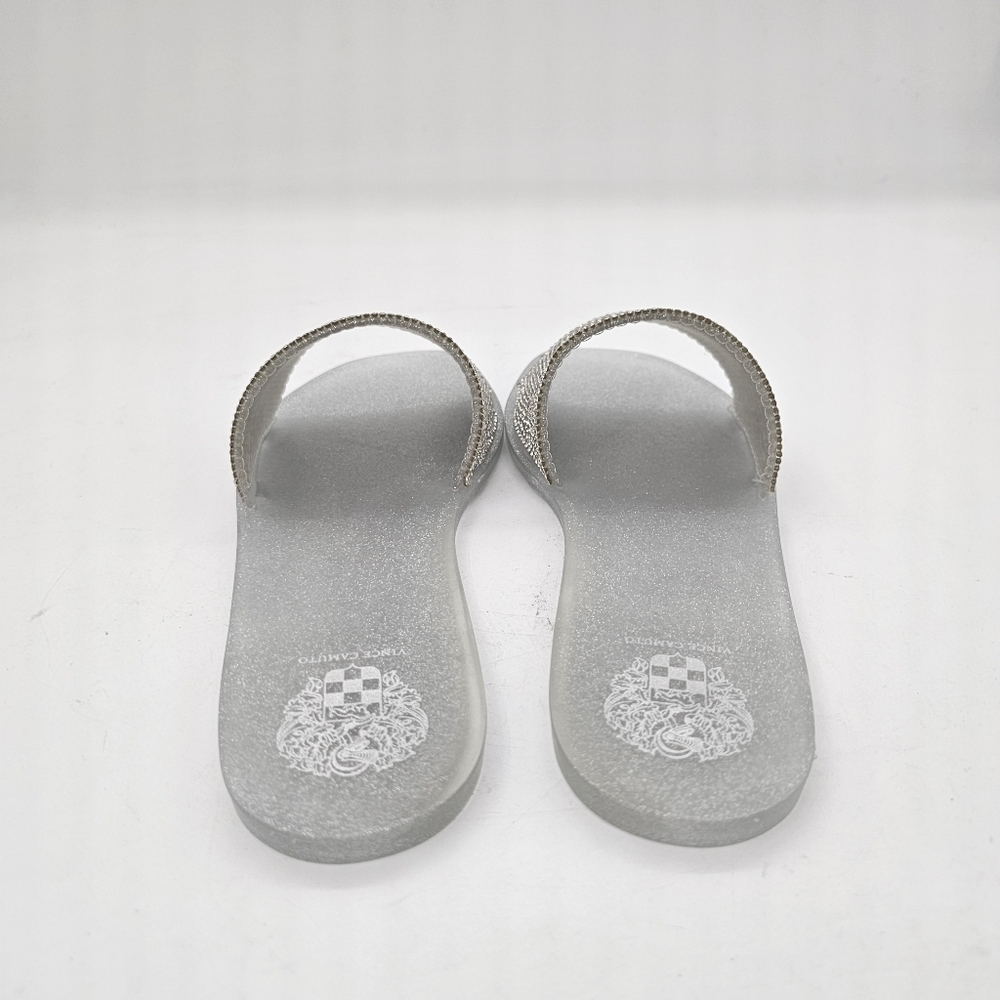 NIB Vince Camuto Embellished Metallic Silver Sparkle Jaquell Jelly Slide Sandal - Picture 10 of 15